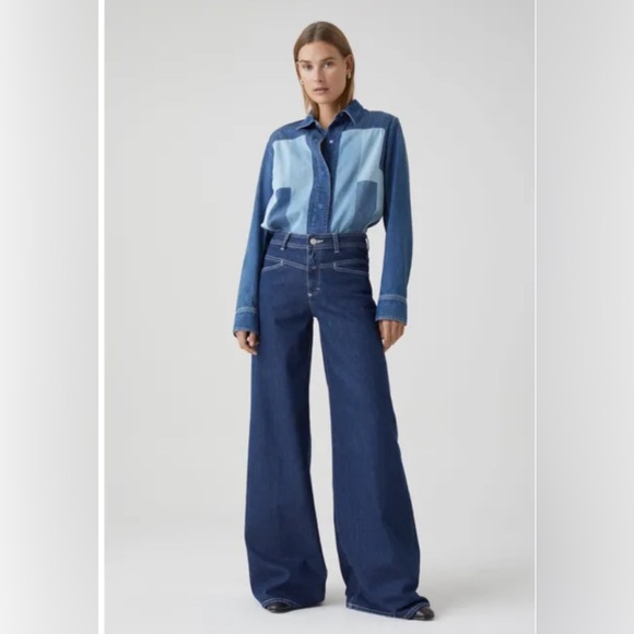 CLOSED Flared X Better Blue Wide Leg Denim Jeans 26 NWOT - Picture 1 of 10